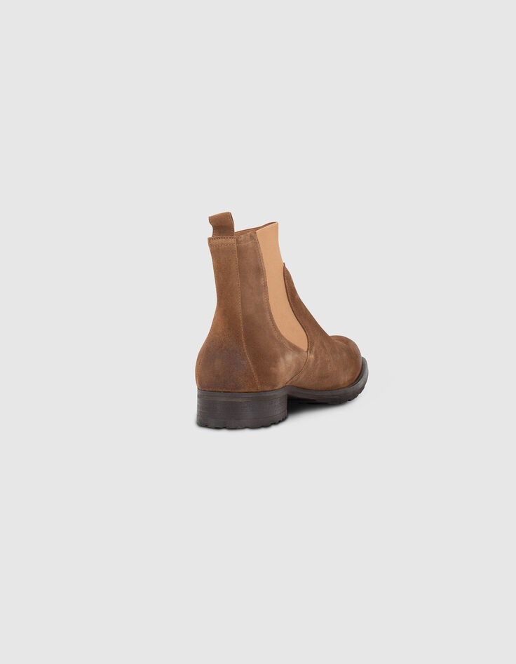 Chelsea boots tabac en cuir velours Homme-3