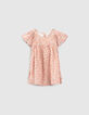 Perzik jurk microbloemetjesprint EcoVero™ babymeisjes-1