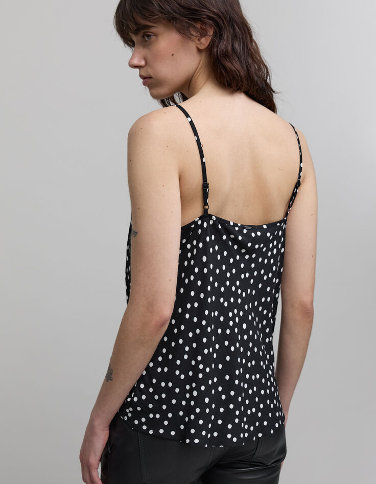 Black thin straps camisole LENZING™ ECOVERO™ polka dots-4