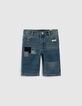 Blauwe jeansbermuda patchworkstijl jongens-1