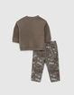 Conjunto jogging camuflaje y sudadera caqui bebé niño-3