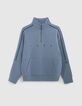 Boy's blue trucker-neck sweatshirt-2