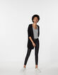 Women’s black diamanté-showered mid-length cardigan-5