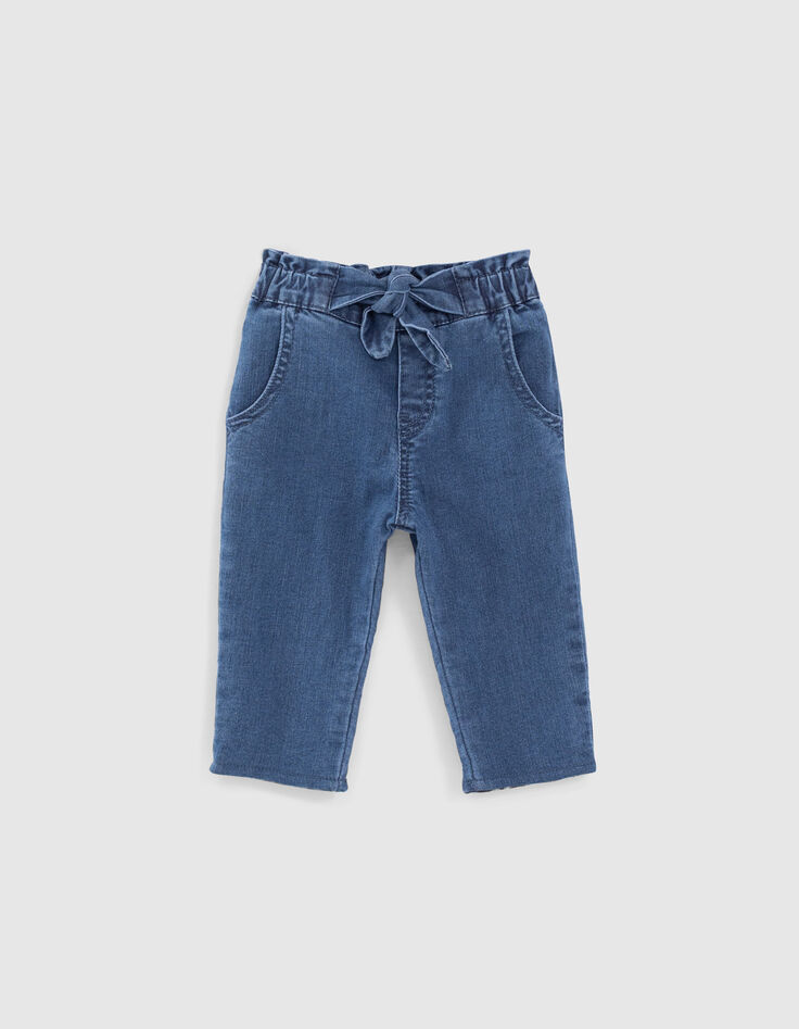Medium Blue Jeans mit Schleife am Bund für Babymädchen-1