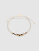 Yellow metal bracelets with black and gold beads for girls-5