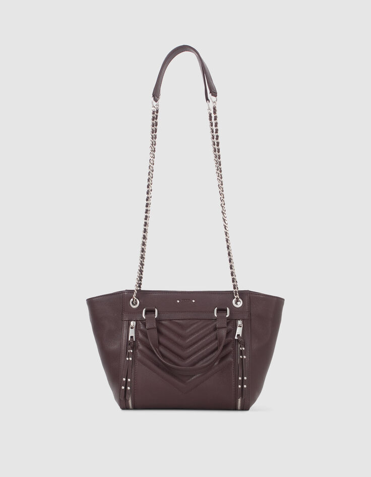 Sac cabas 1440 Medium grenat cuir Femme-5