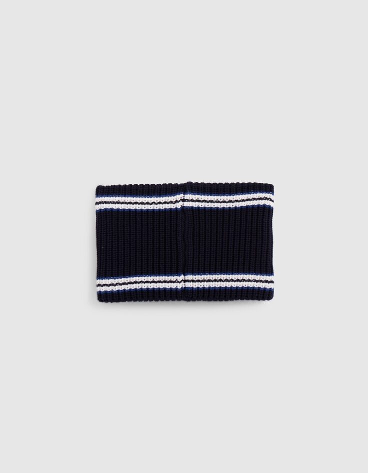 Snood de punto azul marino para bebé niño-3