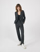 Women’s black semi-plain jacquard straight suit trousers-1