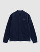 Boy's navy fleece cardigan with teddy collar-2