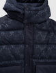 Boys’ navy mixed-fabric padded jacket with Way monogram-3