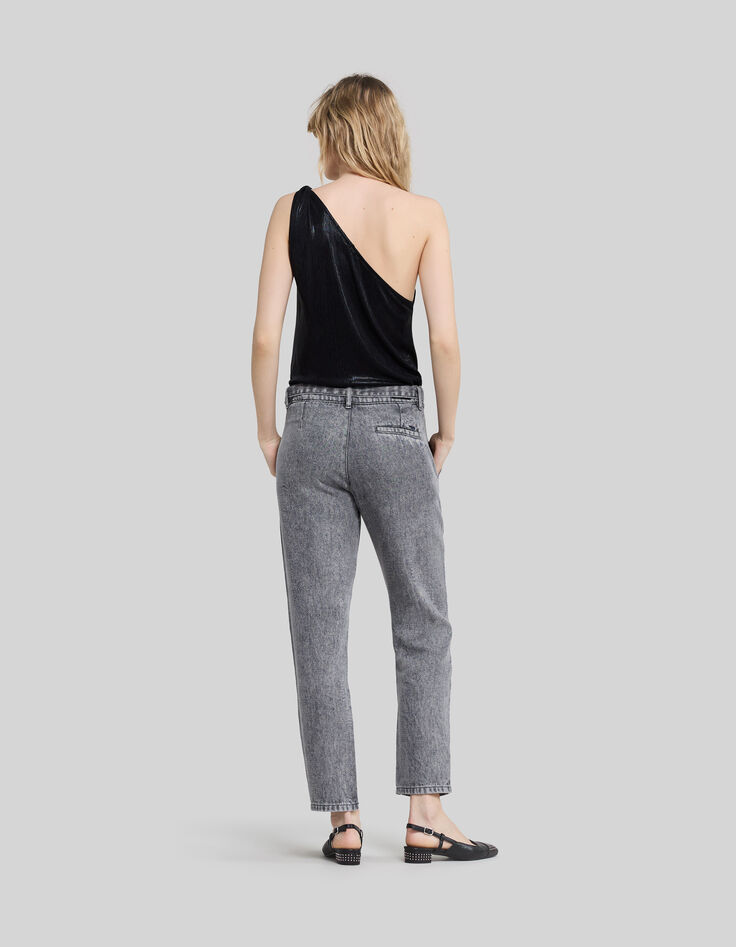 Jean baggy gris Lyocell® cropped Femme-8