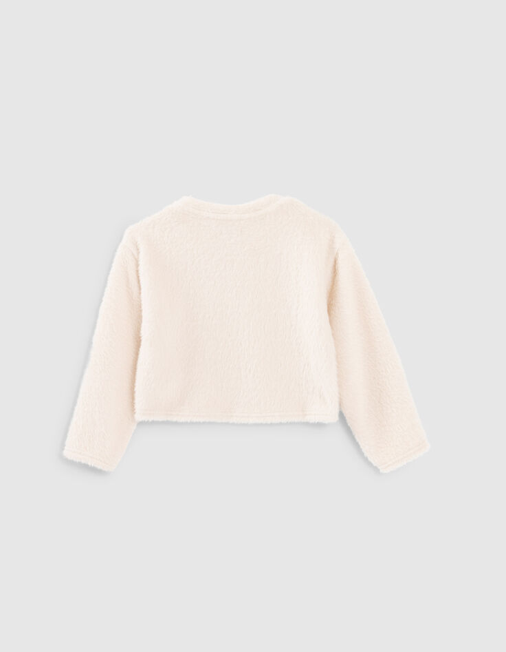 Girls’ ecru fluffy knit sweatshirt-3