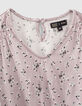 Lichtpaarse blouse microbloemenprint cropped meisjes-2