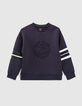 Boys’ navy XL embroidered sweatshirt with striped sleeves-1