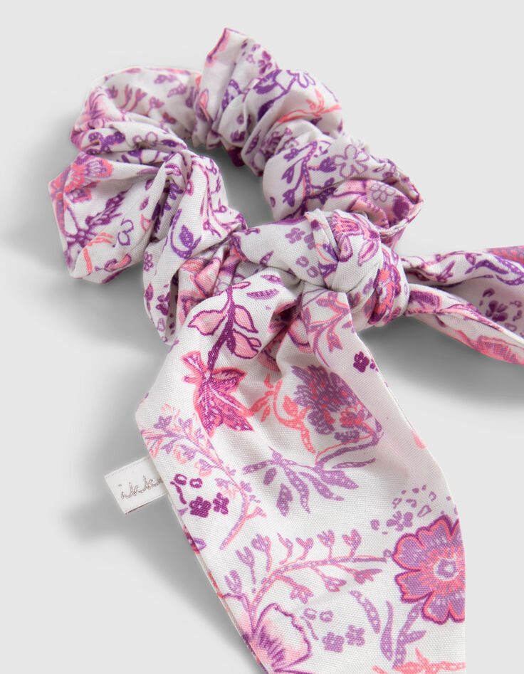 Girls’ lilac scarf scrunchie with flower print-2