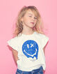 Weißes Mädchen-T-Shirt mit blauem Glitzer-SMILEYWORLD-1