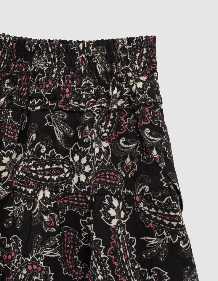Girls’ black Paisley print ruffled short skirt-2