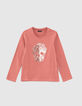 Camiseta rosa palo algodón ecológico calavera niña-1