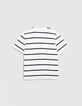 Camiseta blanca algodón orgánico logo WAY rayas niño-4