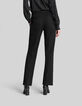 Women's black knit straight suit trousers-3