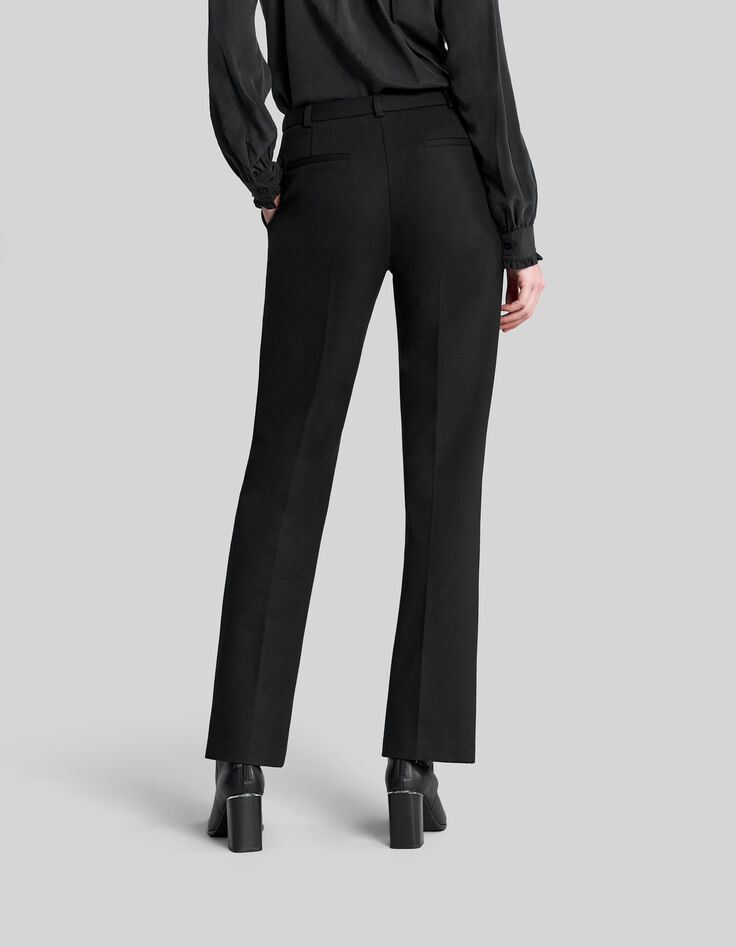 Pantalon de costume droit noir maille Femme-3