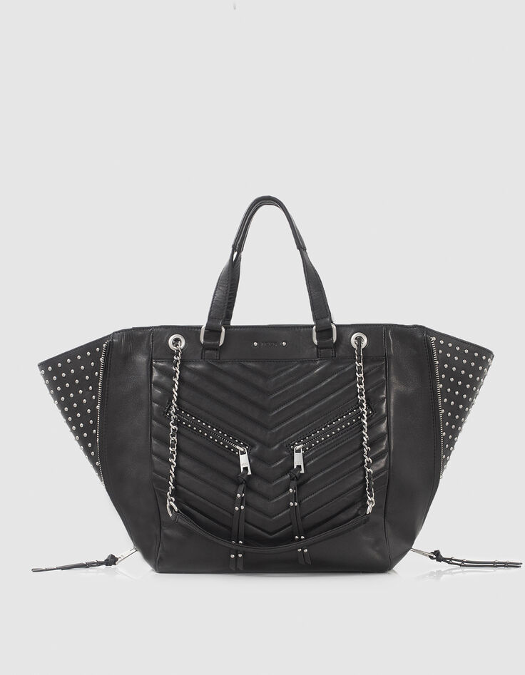 Sac cabas LE 1440 Rock noir cuir clouté Femme-1