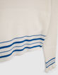 Girls’ white knit sweater with blue stripes-6