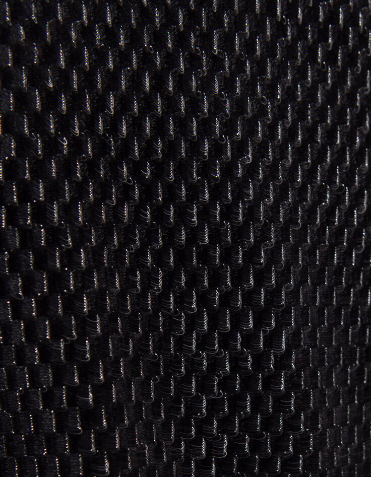 Cardigan noir maille velours jacquard relief lurex fille-7