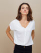 Witte geschulpte top met borduursels I.Code-6