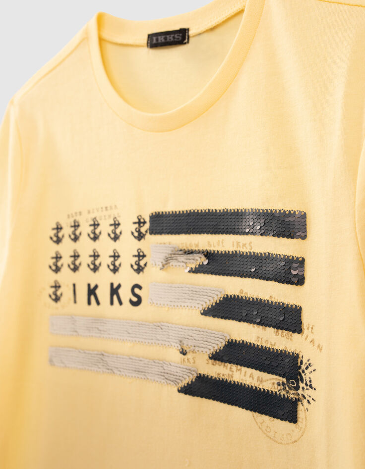 T-shirt jaune coton bio sequins réversibles-5