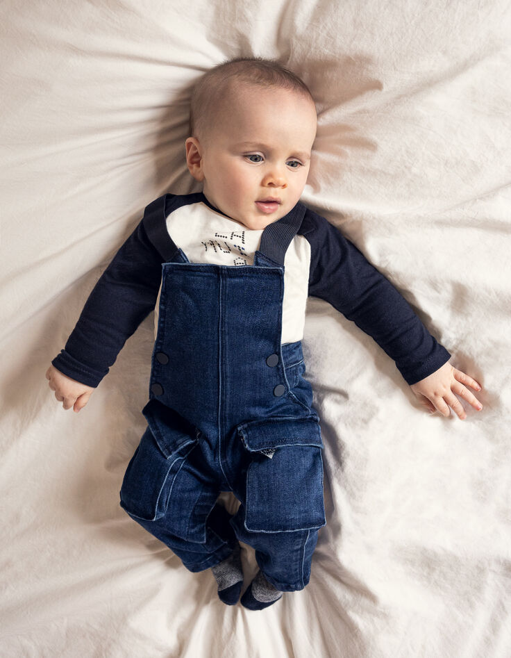 Baby boy 2-in-1 T-shirt and denim overalls set-1