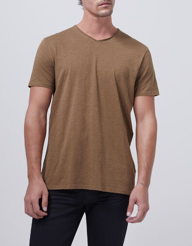 Men’s mocha Essential V-neck t-shirt - IKKS