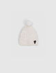 Girl's knitted ecru fancy fur hat-1