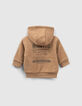 Omkeerbaar vest in camel en grijs, print babyjongens-7