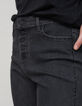 Schwarze verwaschene Straight-Jeans mit hoher Taille-5