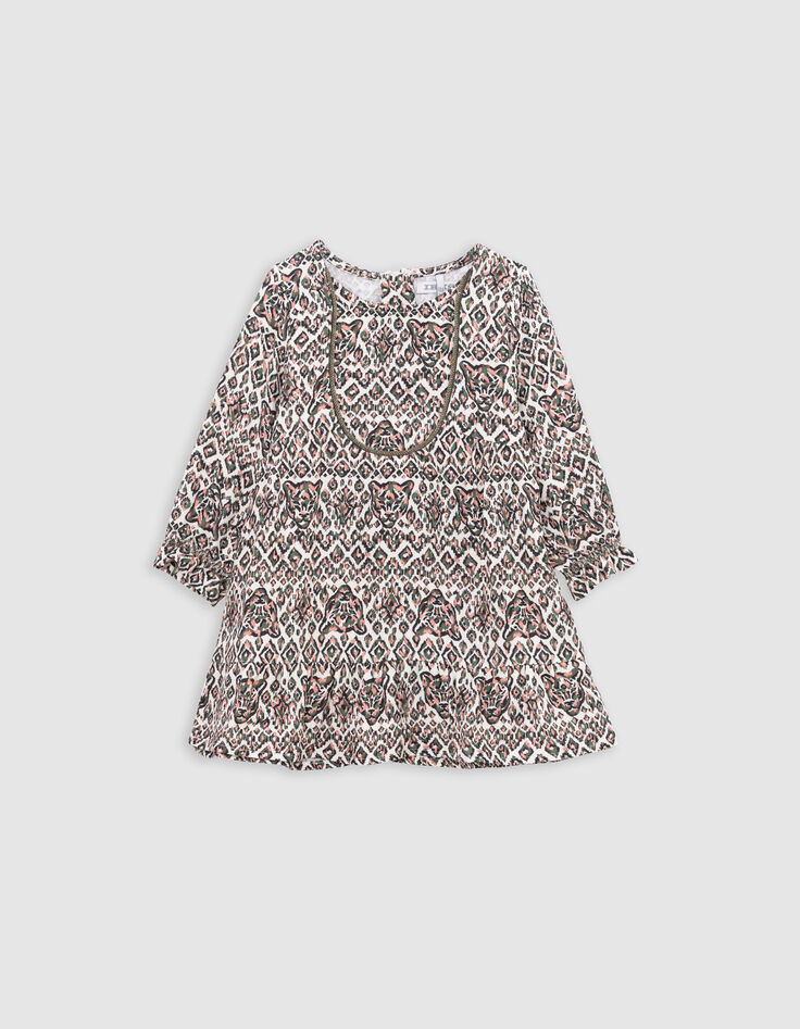 Ecru dress LENZING™ ECOVERO™ ethnic baby girl-2