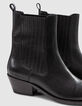 Women's black leather herringbone santiag boots-5