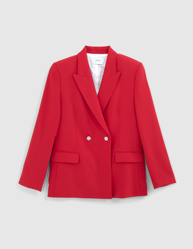 Women’s poppy red double-breasted suit jacket-6