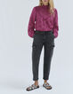 Blusa violeta algodón ecológico bordado flor mujer-5