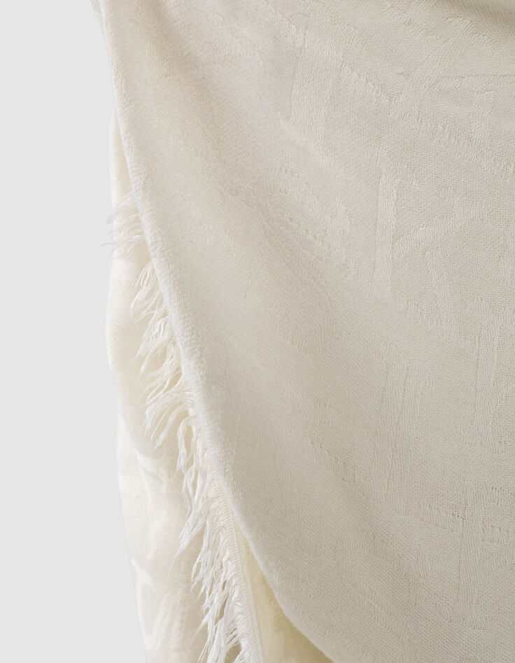 foulard jacquard monogramme  IKKS  blanc cassé femme -3