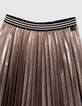 Girl's asymmetrical pleated gold midi skirt-4