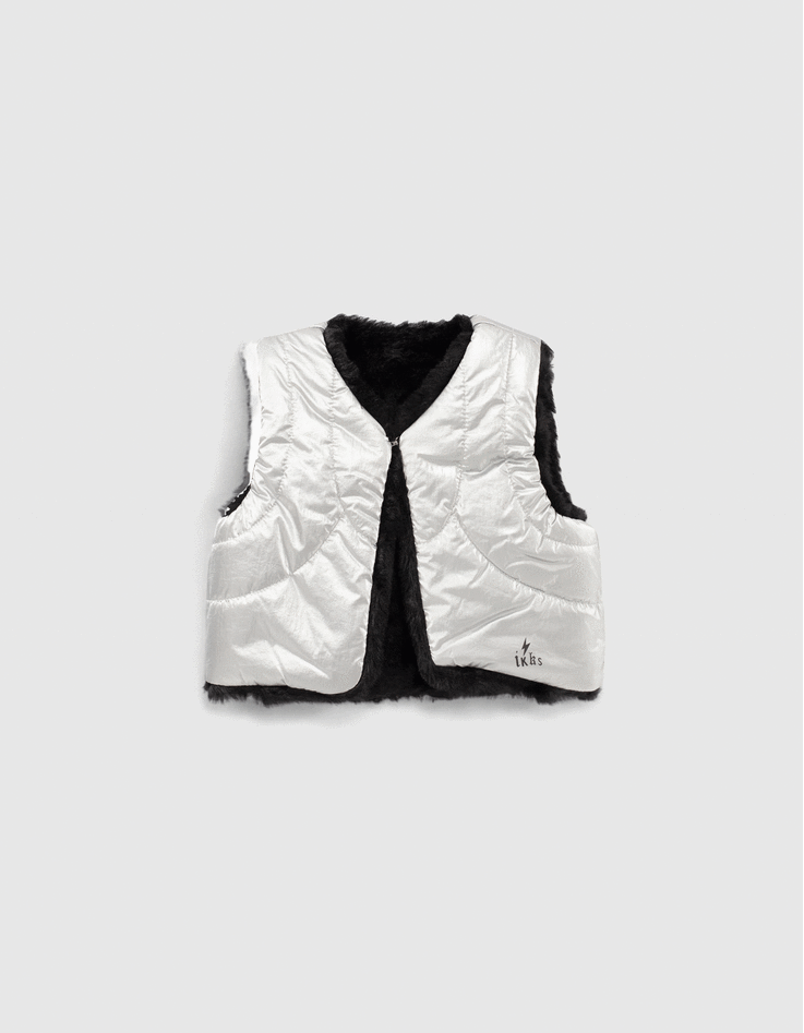Baby girls’ black and silver reversible waistcoat-1