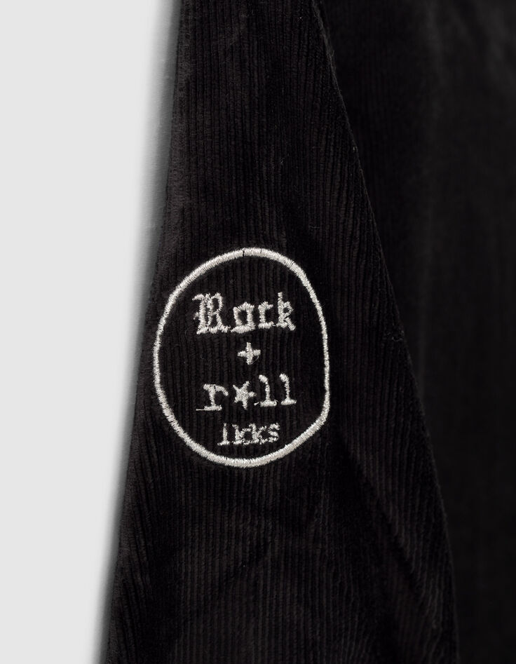 Girls' black velvet biker-style cardigan-5