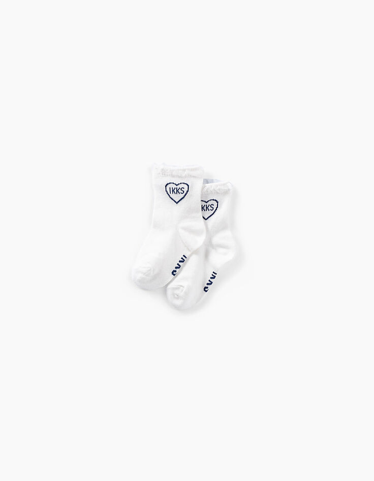 Chaussettes blanc cassé et navy bébé fille-3