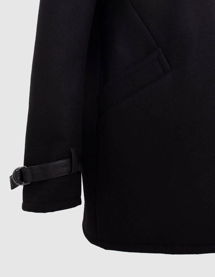 Women’s black wool blend coat with deconstructed collar-3