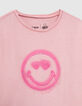 Girls’ pink T-shirt with SMILEYWORLD embroidery-3