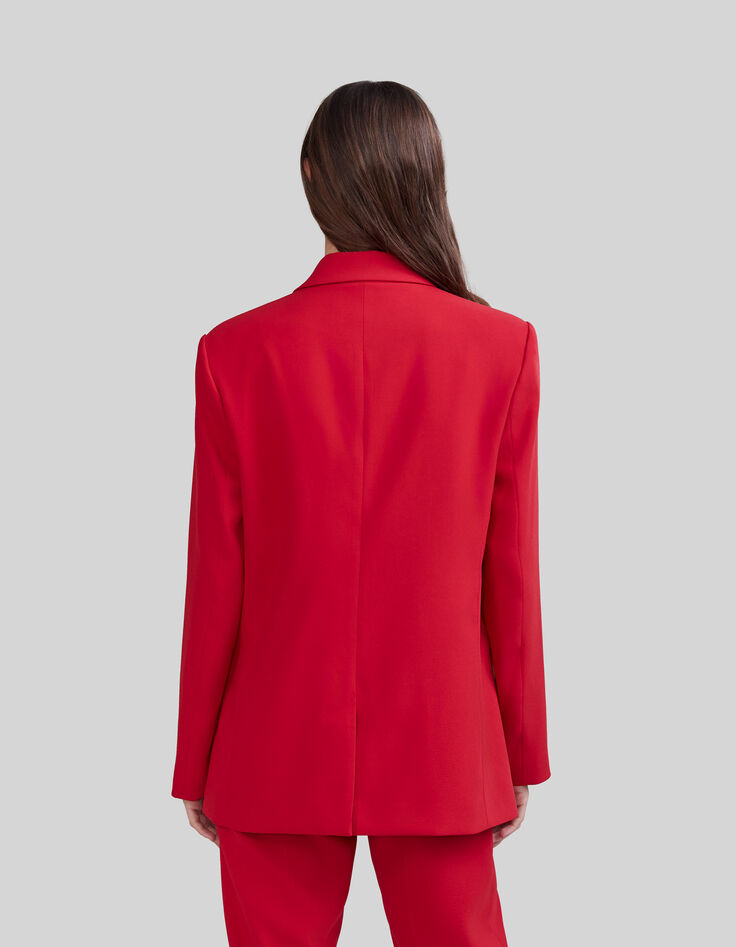 Women’s poppy red double-breasted suit jacket-3