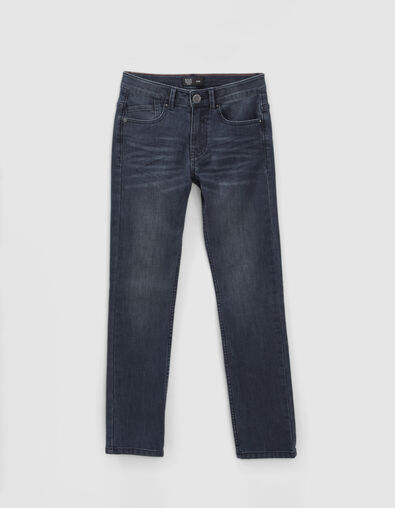 Boys’ blue SLIM jeans with placed distressing - IKKS