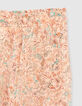 Pfirsichrote Mädchenhose Viskose mit Blumenprint-5