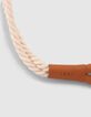 Women’s beige cord tie belt with leather buckle-4